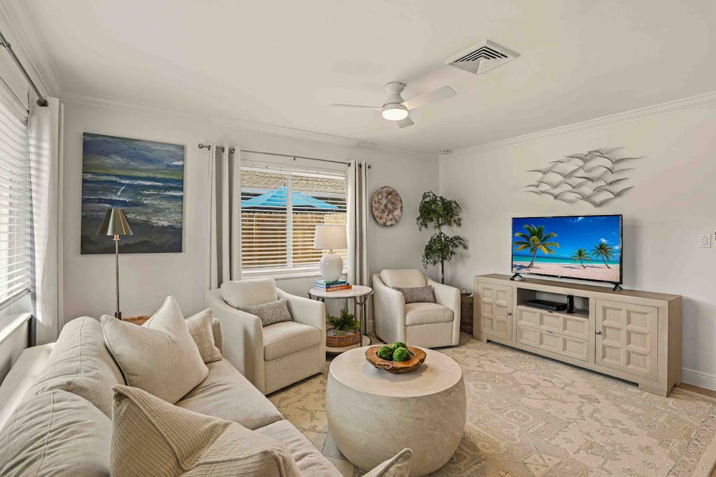 Private heated-or-cooled pool, lush backyard, open-concept, upscale interiors