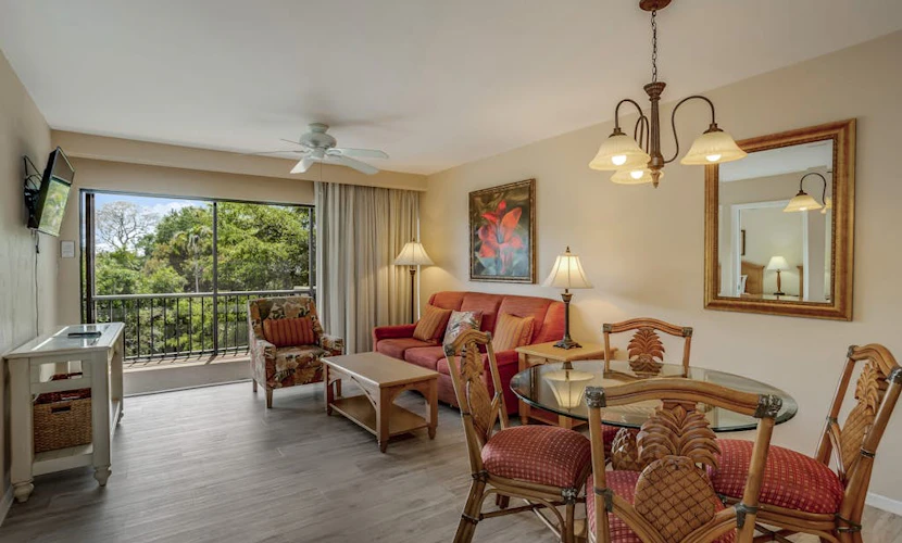 Water view condo with WiFi, screened balcony, pool, tennis, & on-site dining