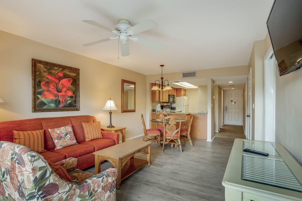 Water view condo with WiFi, screened balcony, pool, tennis, & on-site dining