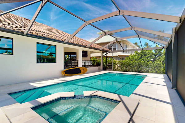 Dazzling coastal home with private pool & spa, lanai, AC, W/D, WiFi