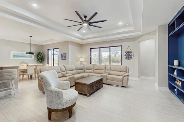 Well appointed new home with private pool, large yard, W/D & dog friendly