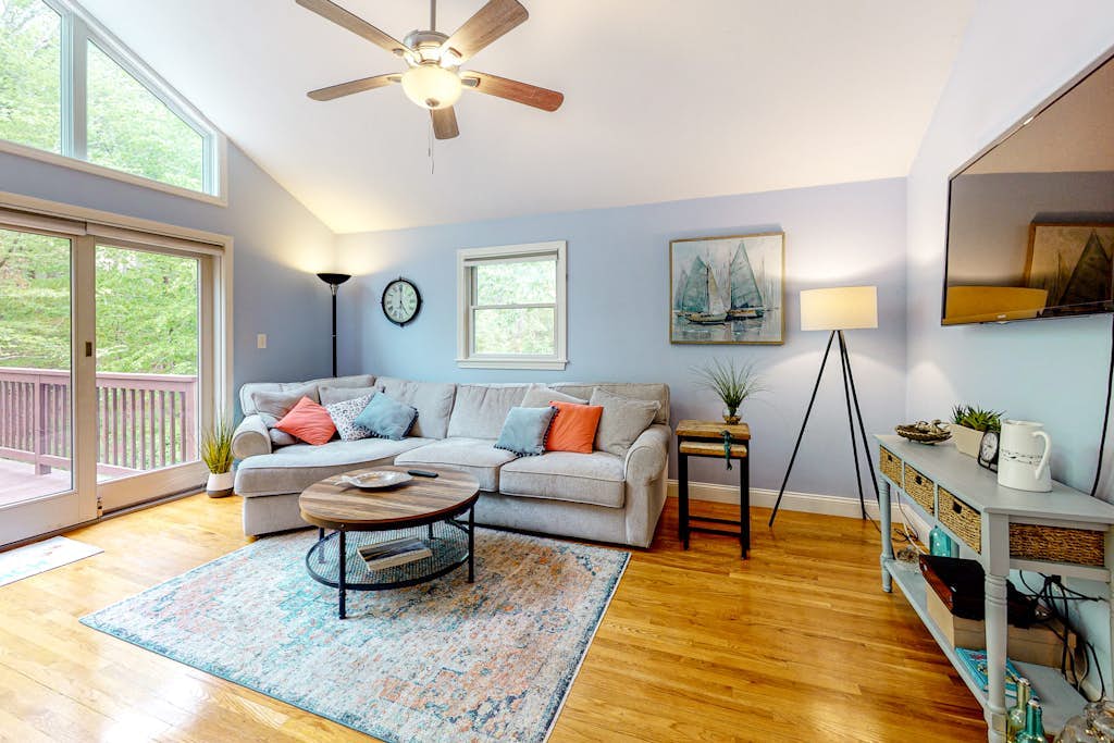 Dog-friendly home with great deck & association beach on Mashpee Pond
