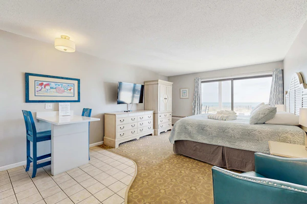 Oceanfront studio suite with amazing views, patio & AC - dogs welcome