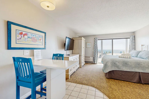 Oceanfront studio suite with amazing views, patio & AC - dogs welcome