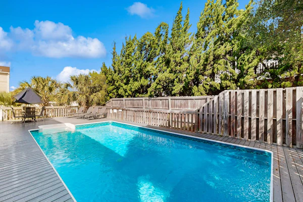 3-story home w/great views of ocean, fenced private pool, and easy beach access