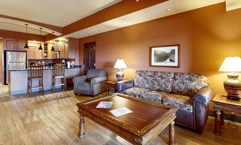 Deluxe condo with in-room Jacuzzi, two fireplaces, & full kitchen