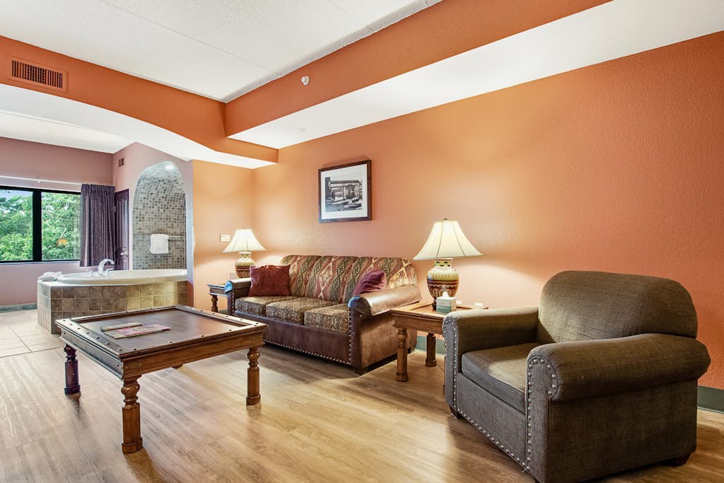Serene river-view condo with in-room jetted tub & two fireplaces
