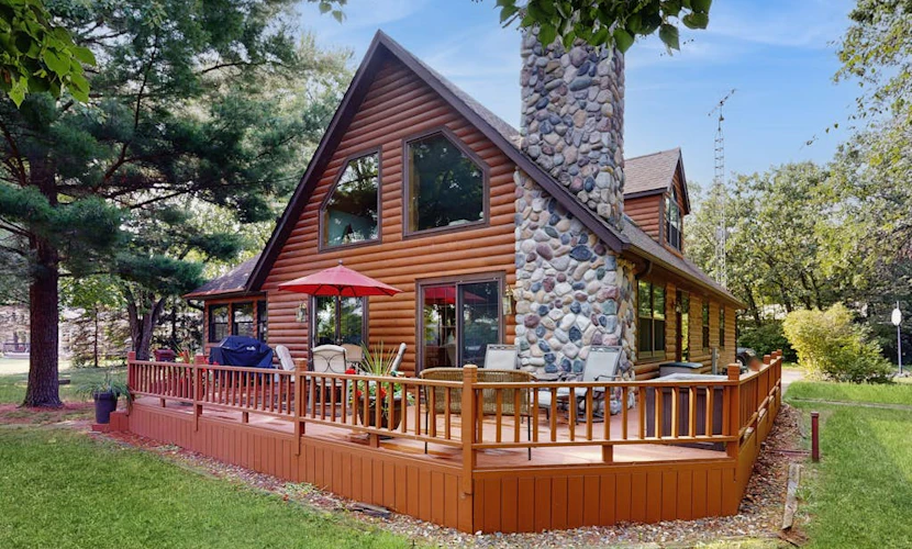 Waterfront Log Cabin Retreat with Private Boat Dock, Gas Grill, Fire pit & WIFI