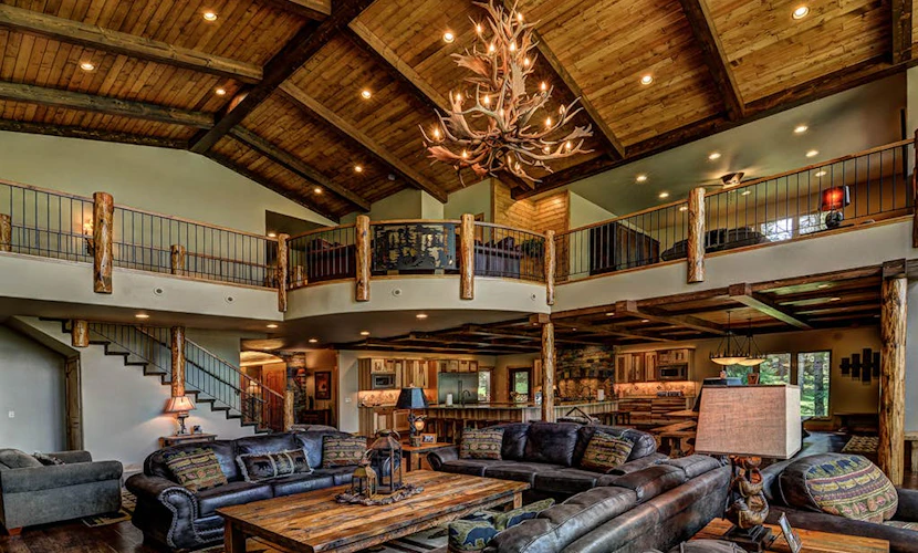 Plush lakefront lodge with private dock, high-speed WiFi, & game room