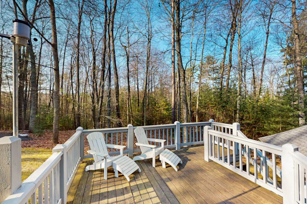 Lakefront home with private outdoor sauna, dock, firepit, wood fireplace & patio