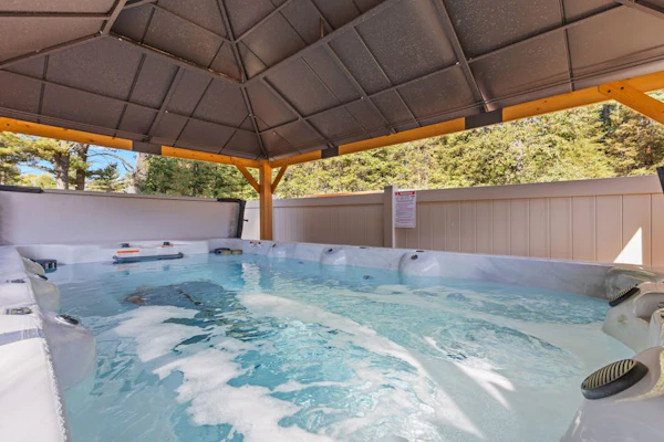 Modern dog-friendly cabin with hot tub, gas fireplace, patio, grill, & central AC