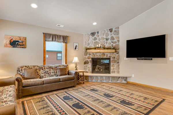 Contemporary dog-friendly cabins with hot tub, fireplaces, patios, & washers + dryers