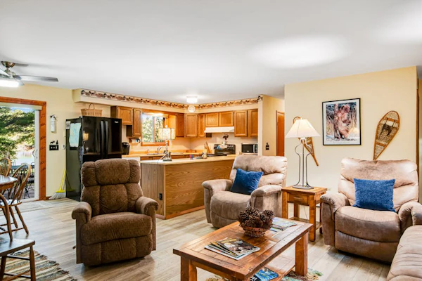 Charming riverfront home with a fireplace, dock, washer/dryer - close to town