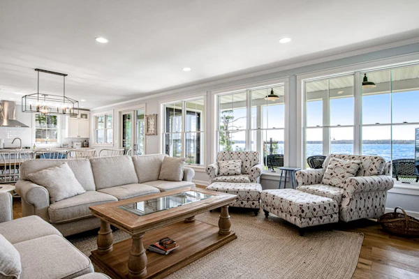 Two dog-friendly lakefront homes with docks, kayaks, rowboat, firepits & beach