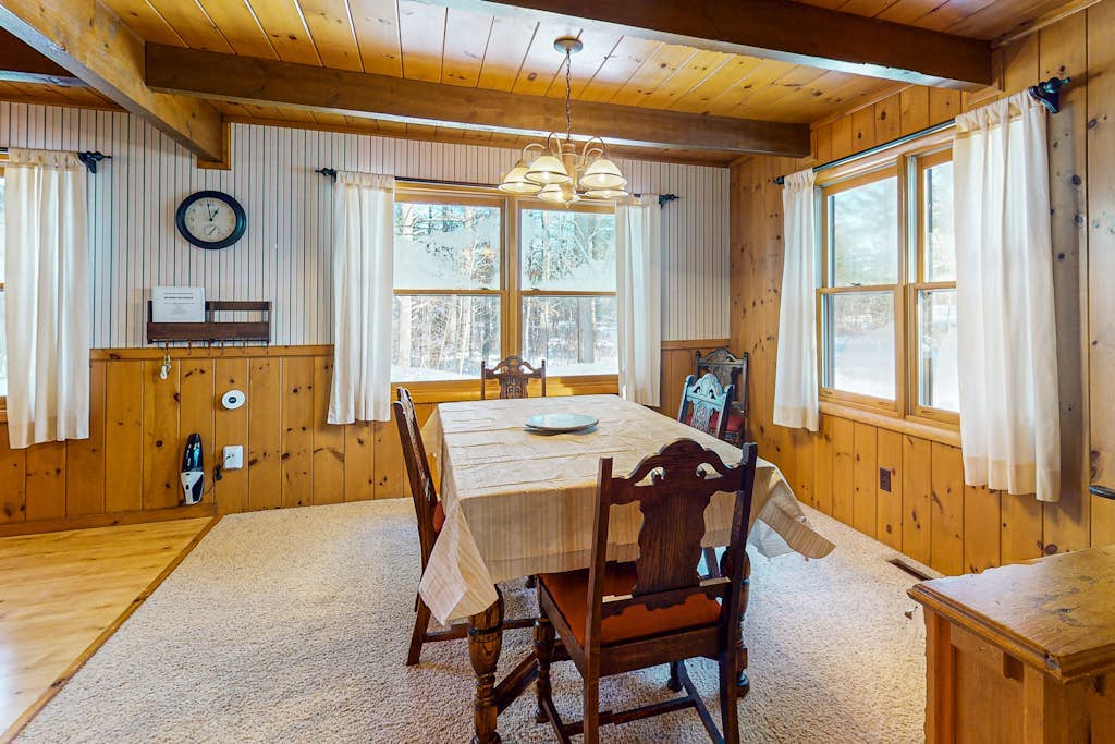 Cozy wooded home w/ access to snowmobile trail, near town, lakes, & bike trails