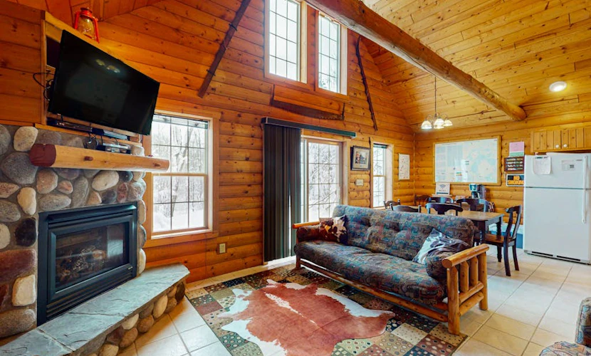 Cozy cabin w/ fireplace, whirlpool tub, access to private dock, & fire pit