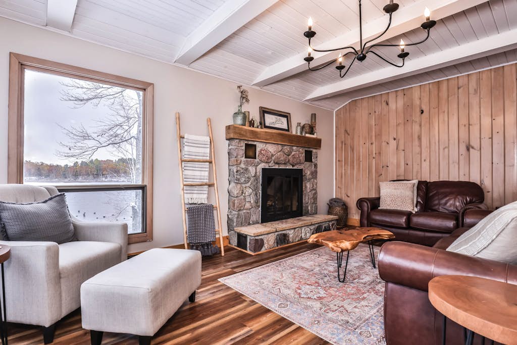 Lakefront home with private dock, deck, fireplace, firepit, canoe & paddleboat