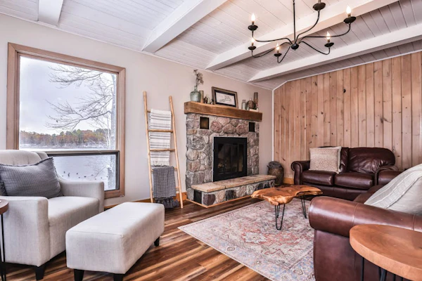 Lakefront home with private dock, deck, fireplace, firepit, canoe & paddleboat