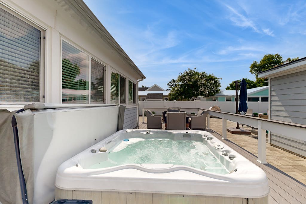 Town of Rehoboth Beach home with private pool, hot tub & pool barn