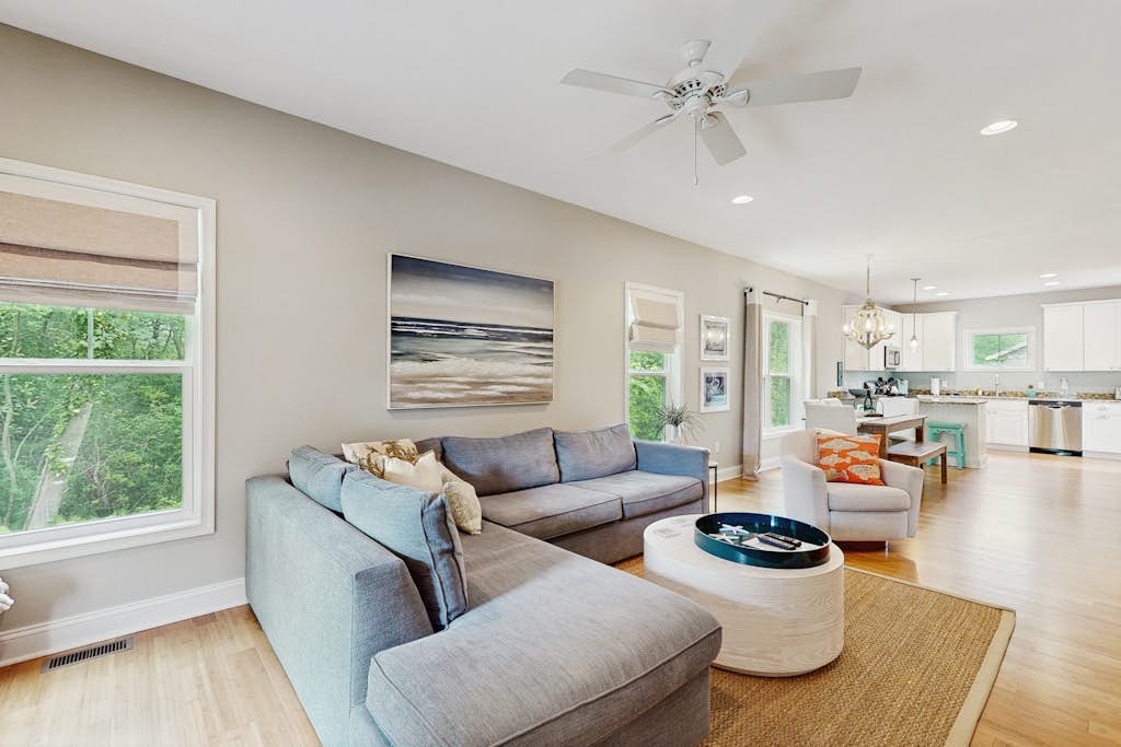 Town of Rehoboth Beach cottage with covered porch, deck, grill, AC, & W/D