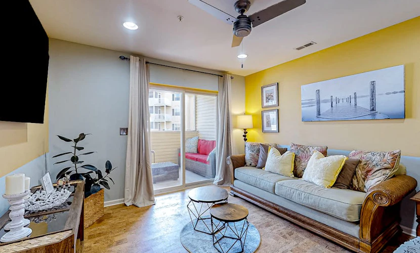 The Palms water-view condo near beach with outdoor pool, streaming, W/D, & AC