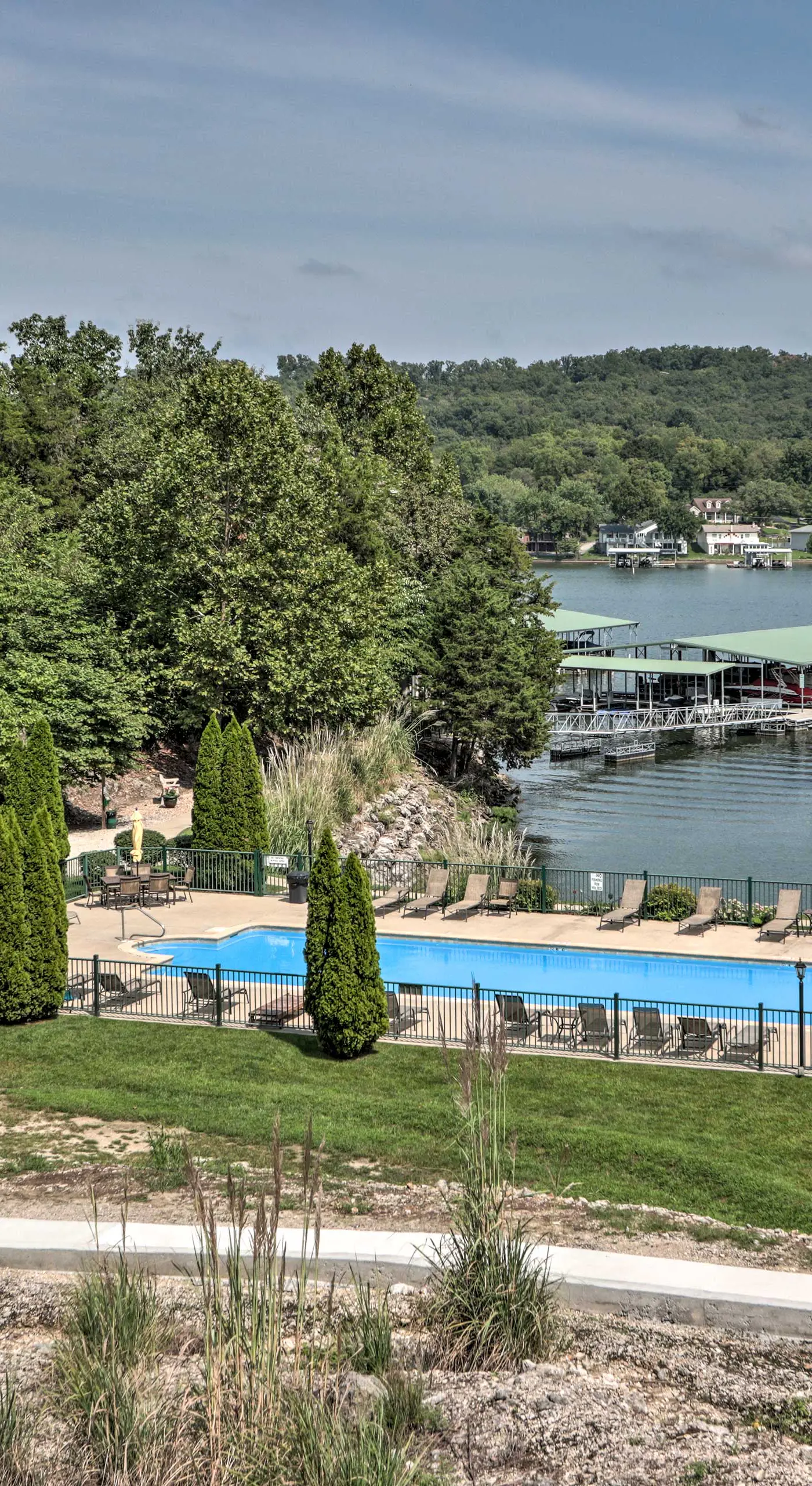 Balcony & Seasonal Pool: Lakefront Ozark Condo