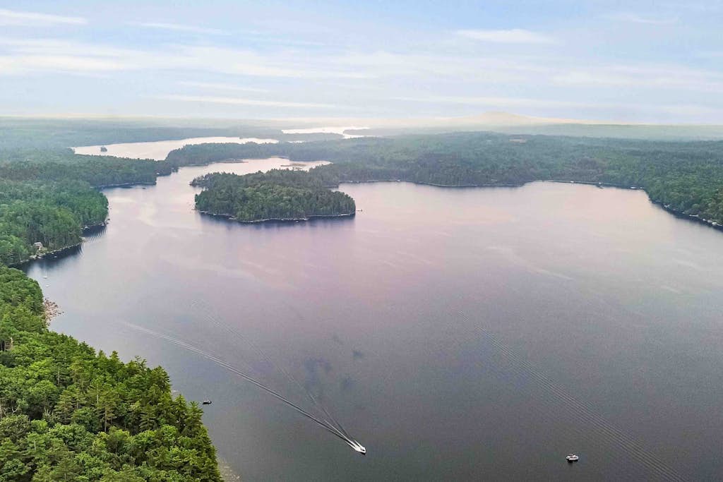 Elegant lakefront home near Bar Harbor & Acadia with modern kitchen, lake views