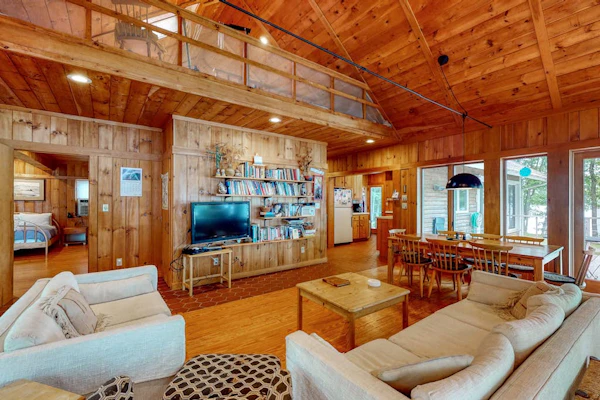 Private waterfront home with large deck & deep water dock