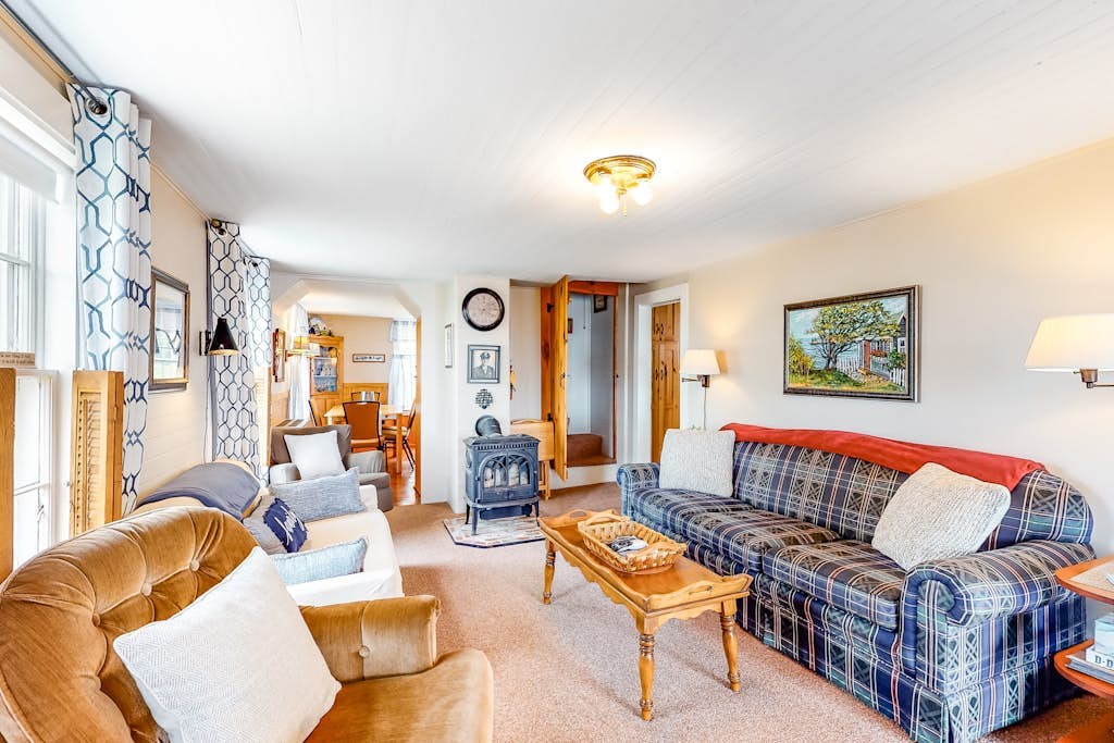 Ocean Point home, large porch, ocean view, water access