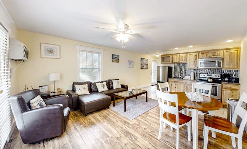 Water-view condo at Sheepscot Harbour Resort with deck, full kitchen, and WiFi