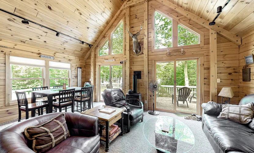Lakefront cabin on First Roach Pond with dock, lake view & firepit- dog-friendly