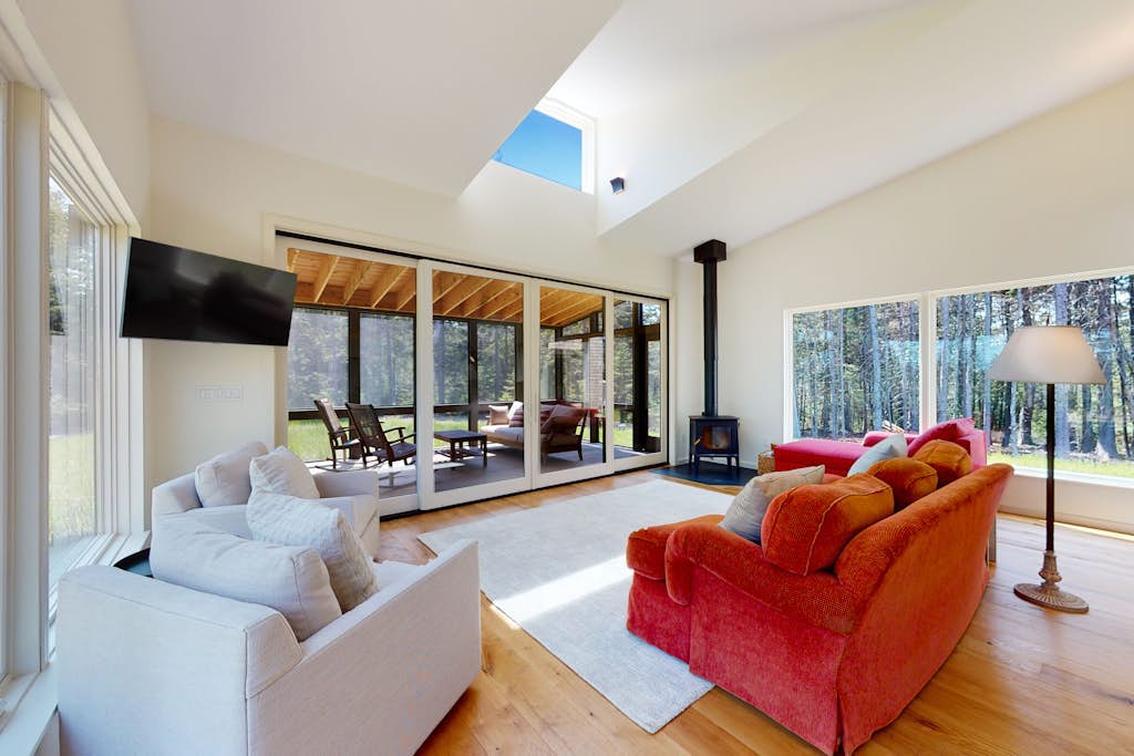 Quiet, modern, dog-friendly home with ocean views, private trails & firepit