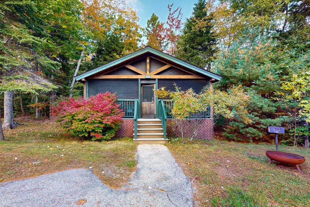 Dog-friendly cabin with wooded views, fireplace, AC near outdoor recreation