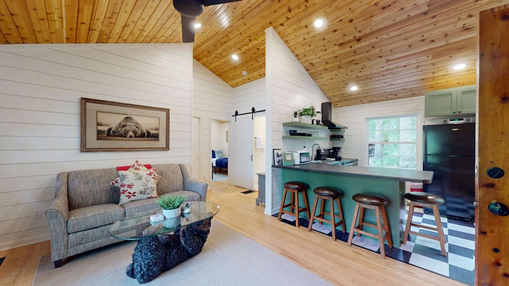 Lakefront escape on Rest Lake with dock, firepit & bike trail access