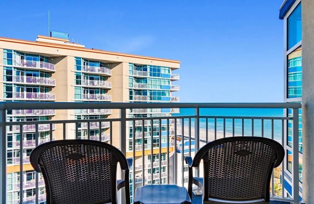 This ocean view vacation rental offers the perfect blend of location, comfort, and relaxation. If you're dreaming of a getaway at one of Myrtle Beach&rsquo;s most beloved and family-friendly resorts, look no further. Perched on the 10th floor of the Palms Building at the popular Dunes Village Resort, this fully furnished condo is thoughtfully designed to accommodate up to 8 guests with ease. Whether you're planning a memorable family vacation or a laid-back beach retreat with friends, the combination of two queen-sized beds, a full-sized wall-mounted Murphy bed, and a queen sleeper sofa provides just the right mix of comfort and flexibility for any kind of stay.