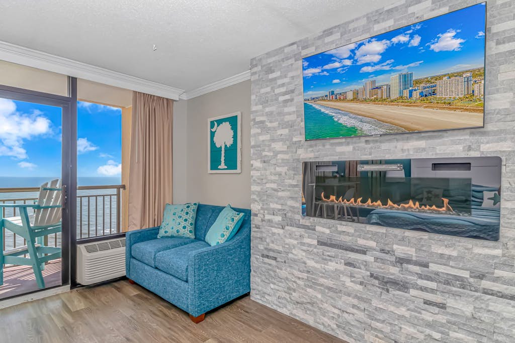 This is an absolutely incredible, completely renovated luxury romance suite located at the Caravelle Resort in Myrtle Beach, SC. The search for your next vacation stops here! Check out this 14th-floor, direct oceanfront studio apartment. The condo is fully furnished, and the layout accommodates 2-3 guests.