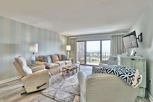 The search for your next vacation stops here! Check out this 3rd floor, 2 bedroom, 2 bathroom apartment in Myrtle Beach, SC. This condo is conveniently located along the Golden Mile of Myrtle Beach; arguably the most highly sought-after area of Myrtle Beach! Our condo is less than a 10 minute drive to the Myrtle Beach International Airport, Top Golf, and many other tourist attractions. This apartment offers gorgeous oceanfront views, beach access directly across the street from the complex, outdoor pool, spacious living area, oversized balcony, and so much more!