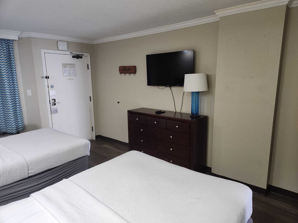 Located at the Caravelle Resort in Myrtle Beach, this one-bedroom condo offers stunning oceanfront views of the Atlantic Ocean. This condo features 2 queen sized beds, a sleeper sofa, and a murphy bed. This beautiful ocean front condo will comfortably accommodate up to 8 guests!