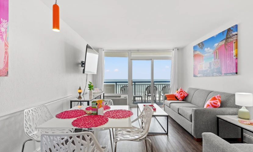 Check out this direct oceanfront vacation rental at Boardwalk Resort in Myrtle Beach, SC. This cozy and spacious condo is fully furnished with everything you need for a relaxing and memorable getaway. Located right on the beach, you’ll enjoy stunning oceanfront views, comfortable accommodations, and a convenient layout that’s perfect for families, couples, or groups of friends.