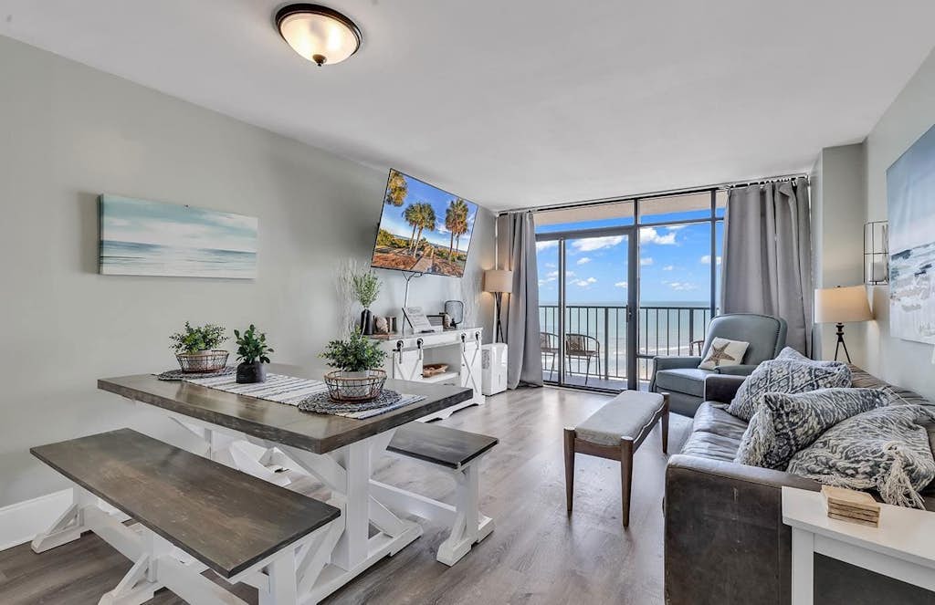 Looking for a newly- remodeled vacation rental? This is the perfect place for a couples retreat or a small family vacation! All the comforts of home but with spectacular ocean views off the two private balconies. This ocean view 2-bedroom condo is located on the North end of the "Golden Mile" - close enough to walk to local restaurants and attractions without being in the thick of the crowds. This unit has two main entrances, featuring a 1BR condo, as well an adjoining studio. These 2 units are side-by-side, but they are connected by an internal door. Guests love the privacy that this lock-out style apartment offers!


Important Notice: Balcony Railing Coating Project

The Balcony Railing Coating Project will be underway for approximately 6&ndash;8 weeks (weather permitting), with completion expected by mid to late January.

During this period, signage will be placed on sliding glass doors to inform guests when balcony work is taking place. Please remind guests not to touch the railings, as they will be in various stages of coating and drying.

Please note:

Balcony access will be restricted only while work is being performed on that specific stack.