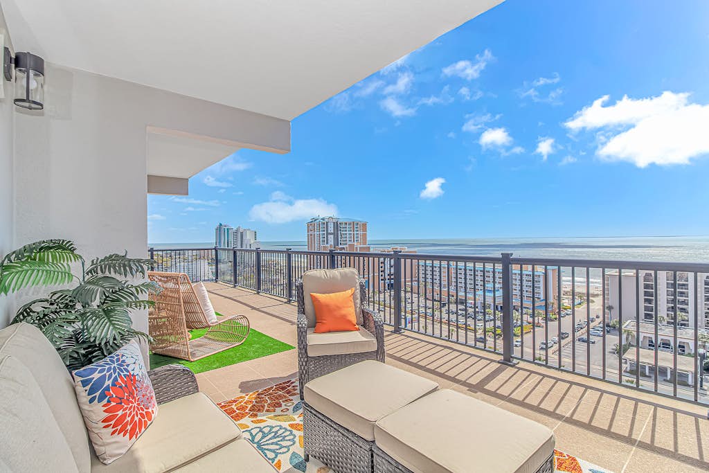 The search for your next vacation stops here! Check out this 15th floor, Penthouse condo in Myrtle Beach. This 3 bedroom condo is fully furnished with 1 king bed, 4 full size beds, and will comfortable accommodate up to 10 guests! This ocean view condo offers a spacious living space with couch, accent chairs, wall mounted TV, LED fireplace, and access to the private oversized, balcony with stunning views of the Atlantic!