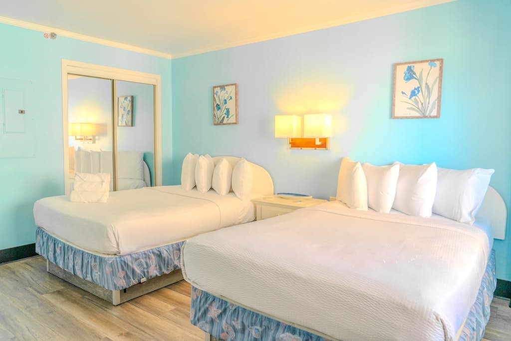 This is a unique opportunity to book two individual condos in one! Sand Dunes 1245 and 1246 are conveniently located side by side, offering private entry doors for each unit while delivering all the comforts of home. Together, these ocean-view units can comfortably accommodate up to 8 guests with four extra long double beds spread across both spaces! Sand Dunes 1245 and 1246 are conveniently located side by side, offering private entry doors for each unit, as well as an adjoining door, while delivering all the comforts of home.