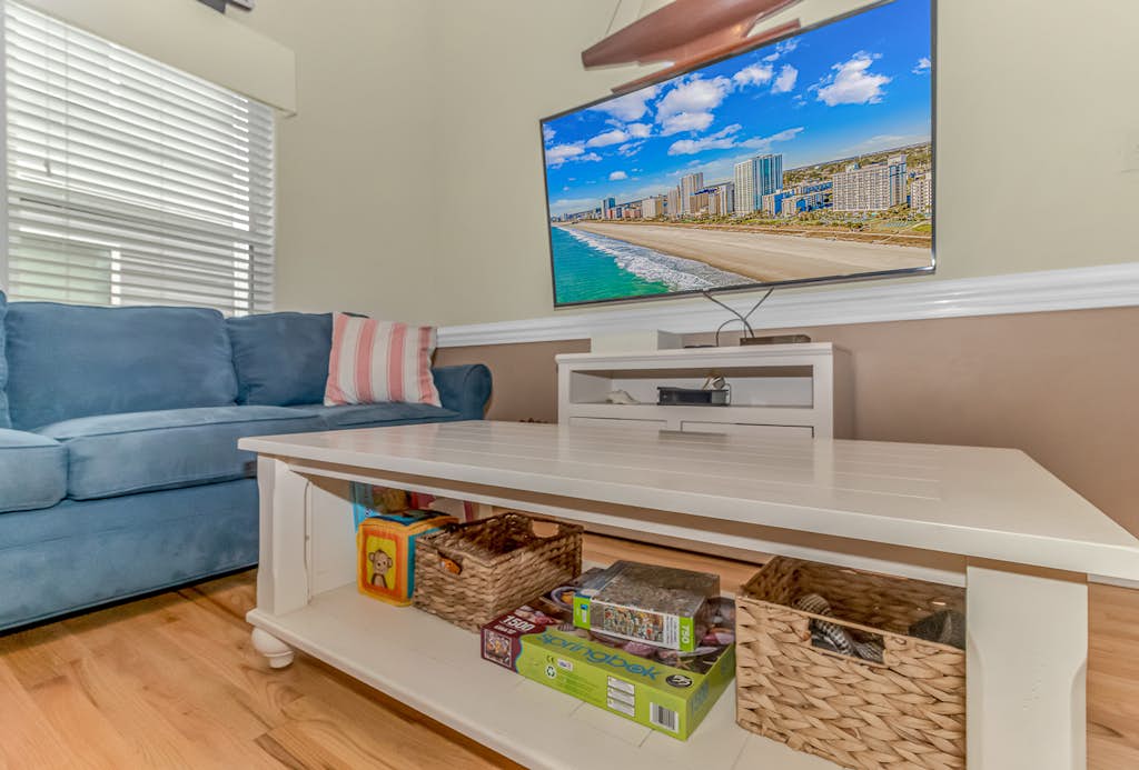 Unwind and relax at this cozy 4 bedroom, 2 bath beach house located in Ocean Lakes here in Myrtle Beach, SC. This house is fully furnished and features 1 king sized bed, 2 queen sized beds, 2 single bunk beds, a sleeper sofa, and will comfortably accommodate up to 12 guests! 1076 is located within Ocean Lakes Campground, a prime vacation spot! This house is just a few blocks from the beach and a short walk or ride to many restaurants, shopping and entertainment.