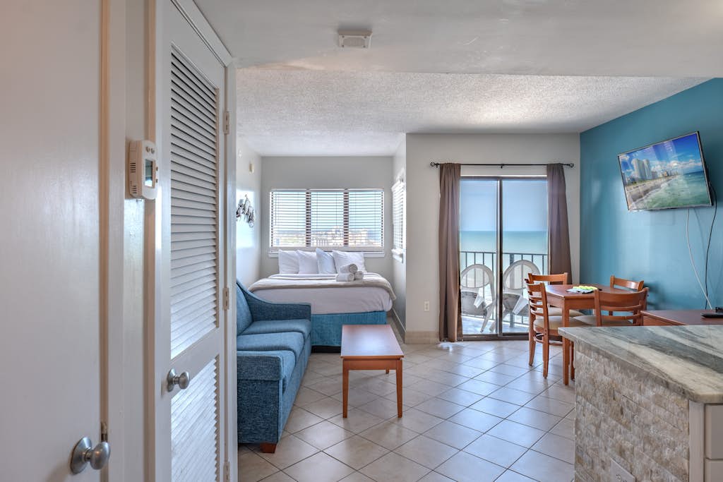 This incredible suite delivers stunning northern facing views of the Atlantic and a stay that truly stands out. If you have been searching for the perfect beach getaway, this is it. Welcome to this beautifully updated 22nd floor ocean view one bedroom condo, thoughtfully designed to comfortably accommodate up to 4 guests with a layout that feels both open and functional.