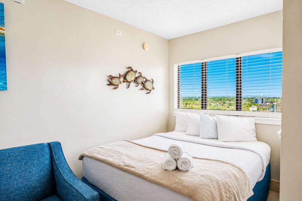 This incredible suite delivers stunning northern facing views of the Atlantic and a stay that truly stands out. If you have been searching for the perfect beach getaway, this is it. Welcome to this beautifully updated 22nd floor ocean view one bedroom condo, thoughtfully designed to comfortably accommodate up to 4 guests with a layout that feels both open and functional.
