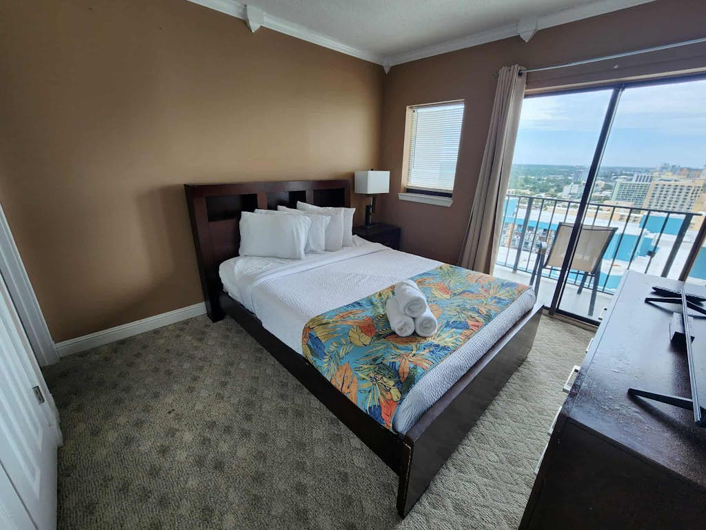 What a view! If you're looking for an incredible vacation rental on the beach, this 20th-floor apartment at the Palace Resort will not disappoint.

This is a 2 bed, 2 baths, fully furnished apartment located at The Palace Resort in Myrtle Beach, SC. Sitting atop the 20th floor, this unit offers 2 private balconies that boast endless Northern views of the Atlantic Ocean. The skyline view of Myrtle Beach at night is breathtaking!