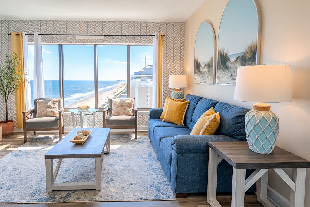 Check out this completely renovated and luxurious two bedroom suite at the Palace Resort. Recently featured on an episode of a popular HGTV show, this stylish retreat offers upgraded countertops in both the bathrooms and kitchen, fresh d&eacute;cor, brand new furniture, all new stainless steel appliances, a chic backsplash, and more. Located on the 12th floor with beautiful ocean views, this thoughtfully designed condo comfortably accommodates up to six guests.