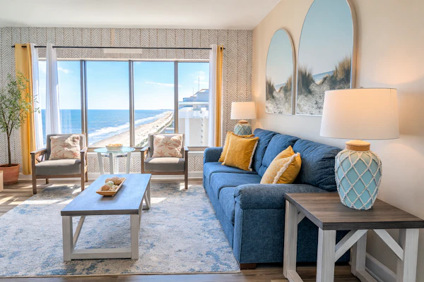 Check out this completely renovated and luxurious two bedroom suite at the Palace Resort. Recently featured on an episode of a popular HGTV show, this stylish retreat offers upgraded countertops in both the bathrooms and kitchen, fresh décor, brand new furniture, all new stainless steel appliances, a chic backsplash, and more. Located on the 12th floor with beautiful ocean views, this thoughtfully designed condo comfortably accommodates up to six guests.