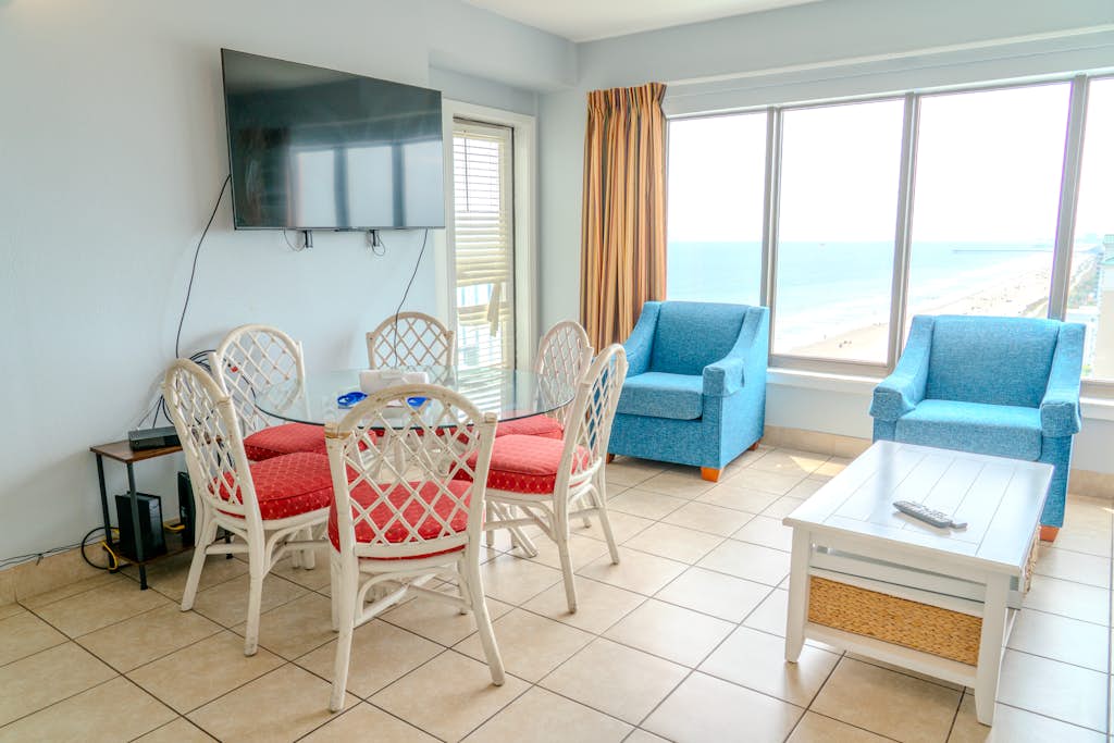 This is an incredible 2-bedroom condo located at the Palace Resort in Myrtle Beach, SC. The search for your next vacation stops here! Check out this 14th floor, ocean view, 2-bedroom apartment. The condo is fully furnished with 1 queen bed, 2 twin size beds, a sleeper sofa, and will comfortably accommodate 6 guests.