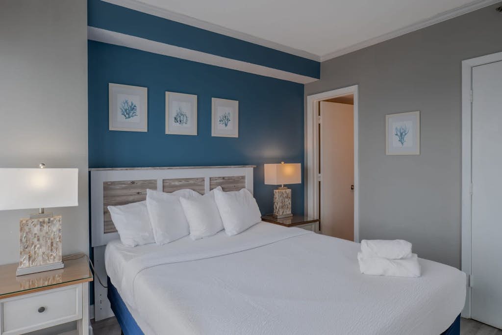 The search for your next vacation stops here! Check out this completely renovated, 2-bedroom apartment at The Palace Resort in Myrtle Beach. This ocean view condo sits on the 21st floor and is fully furnished with 1 queen size bed and 2 full size beds. The layout of this rental will comfortably accommodate 6 guests.